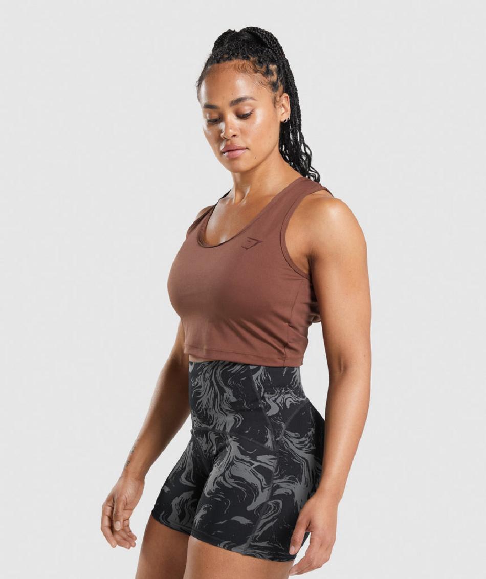 Camiseta Tirantes Gymshark Gs Power Open Back Cropped Mujer Rosas Marrones | CO 2401BEX